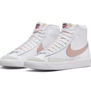 Nike White and Pink Blazer High-Top Sneakers